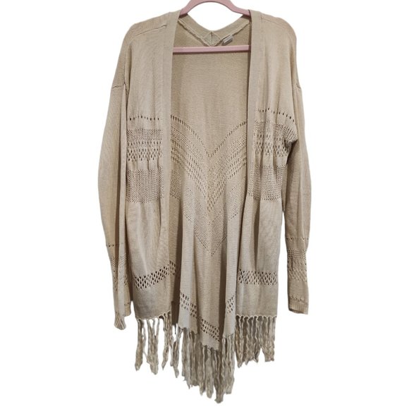 Cream cardigan with fringe - Picture 1 of 3